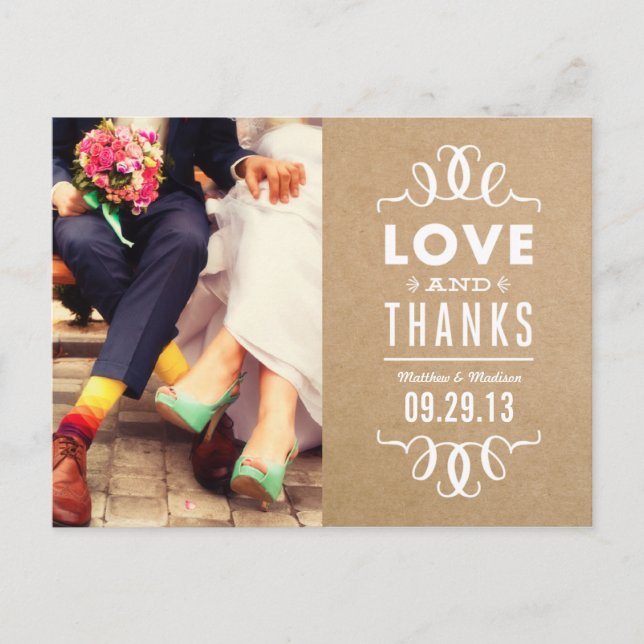 POSTALE HIPSTER MODERNE | CARTE POST MERCI MARIAGE (Devant)