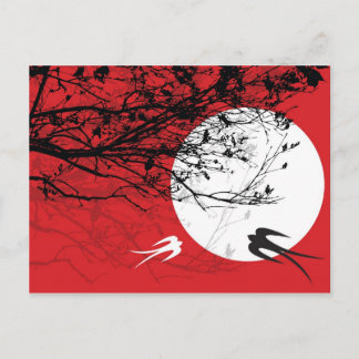 Postale Hirondelles orientales au clair de lune Carte post