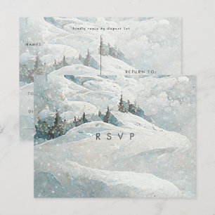 Postale hiver neige forêt arbres mariage rsvp carte postal