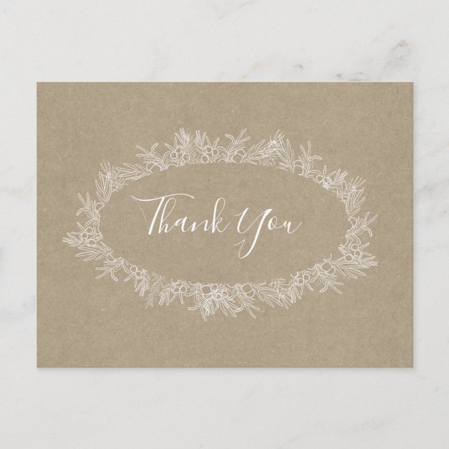 Postale Hiver rustique | Carte de remerciement kraft (Devant)