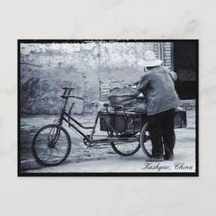 Postale Homme avec vélo, Kashgar, Uighur, Chine Carte post