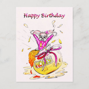 Postale Honey Bunny Joyeux Anniversaire amusant carte de d
