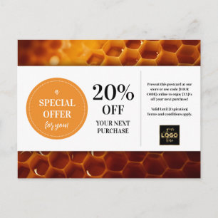Postale Honeypeb Honey Coupon personnalisé rabais Carte po