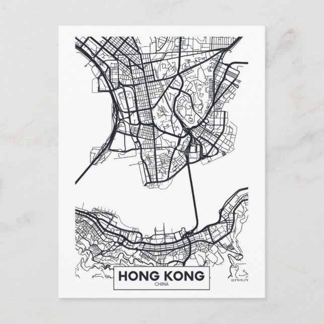 Postale Hong Kong, Chine | Carte de la ville noire et blan (Devant)