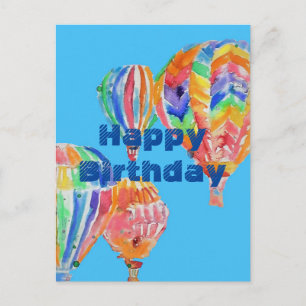 Postale Hot Air Balloon Watercolor garçons hommes carte d'