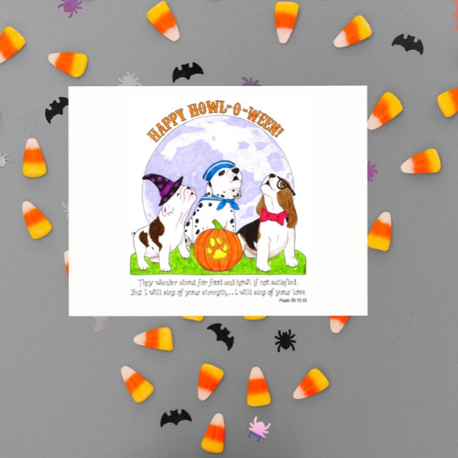 Postale Howl-O-Ween Chiens en Costume Halloween Carte post (Créateur téléchargé)