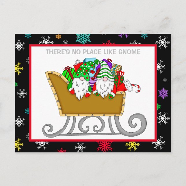 Postale Il n'y a pas d'endroit comme Gnome, carte de Noël (Devant)