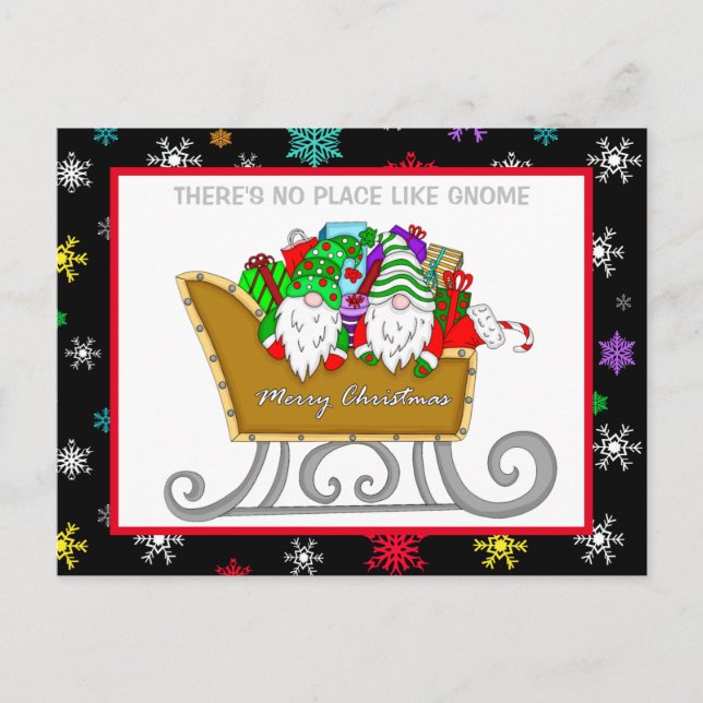 Postale Il n'y a pas d'endroit comme Gnome, carte de Noël (Devant)