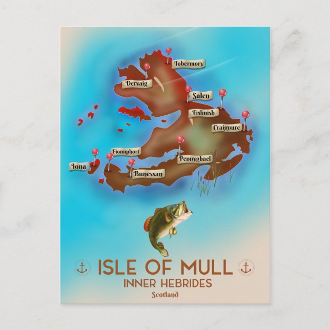 Postale Île de Mull Inner Hebrides Écosse Carte ancienne. (Devant)