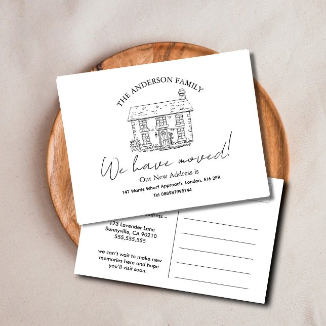 Postale Illustration à l'encre élégante de maison - Carte  (Créateur téléchargé)