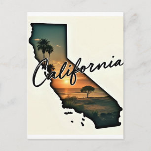 Postale Illustration de carte de Californie - Voyage Rétro
