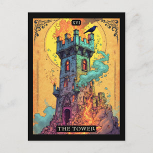 Postale Illustration de carte de tarot, La Tour