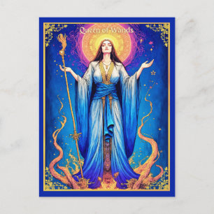 Postale Illustration de carte de tarot, Reine de Bâtons