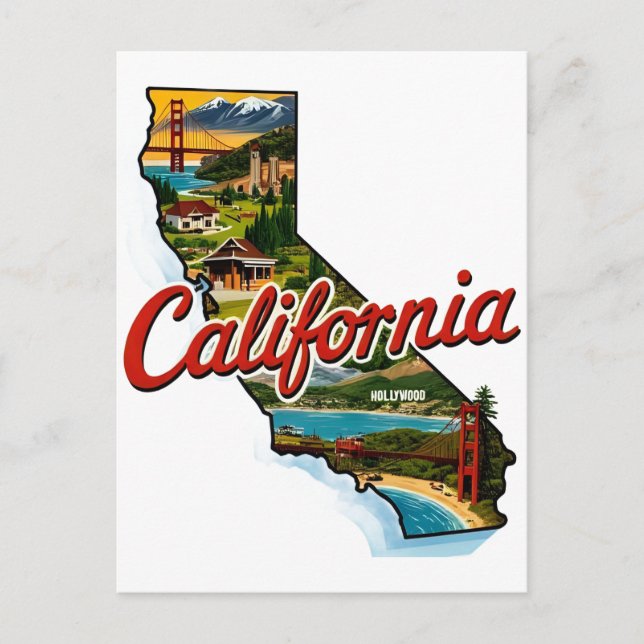 Postale Illustration de carte des monuments de Californie  (Devant)