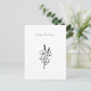 Postale Illustration de fleurs en ligne florale Carte d'an
