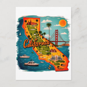 Postale Illustration de la carte des monuments de Californ