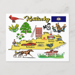 Postale Illustration de la carte du Kentucky