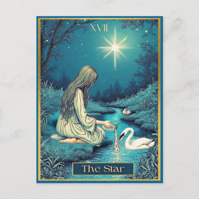 Postale Illustration de la carte Tarot, l'étoile (Devant)