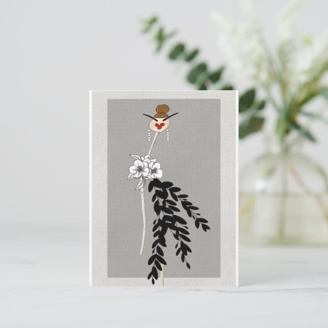 Postale Illustration de mode Haute Couture sur carte posta (Debout devant)