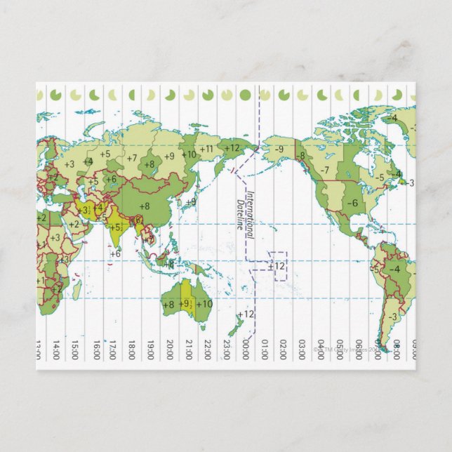 Postale Illustration numérique de la carte du monde montra (Devant)