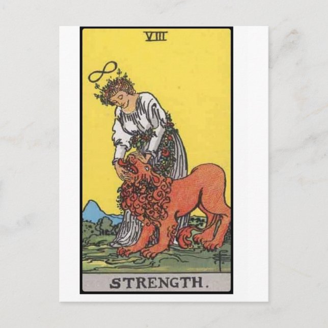 Postale image de la carte strenght tarot (Devant)