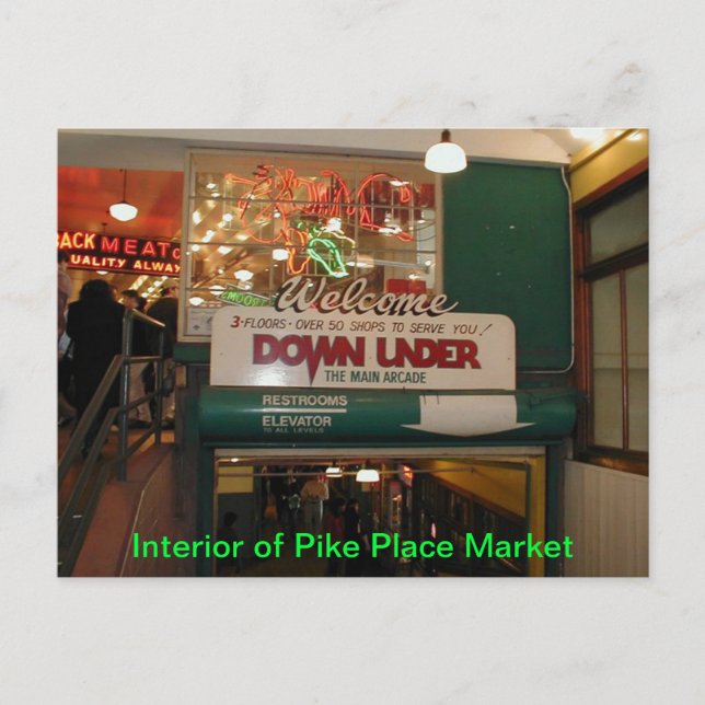 Postale Intérieur du marché Pike Place Seattle, carte post (Devant)