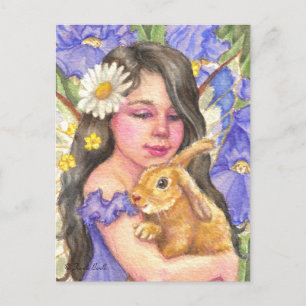 Postale Iris Fairy bouddin lapin mignon lapin Carte postal