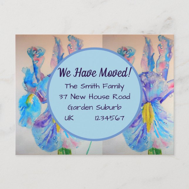 Postale Iris Fleurs Nouvelle Adresse Carte Postale, Nous D (Devant)