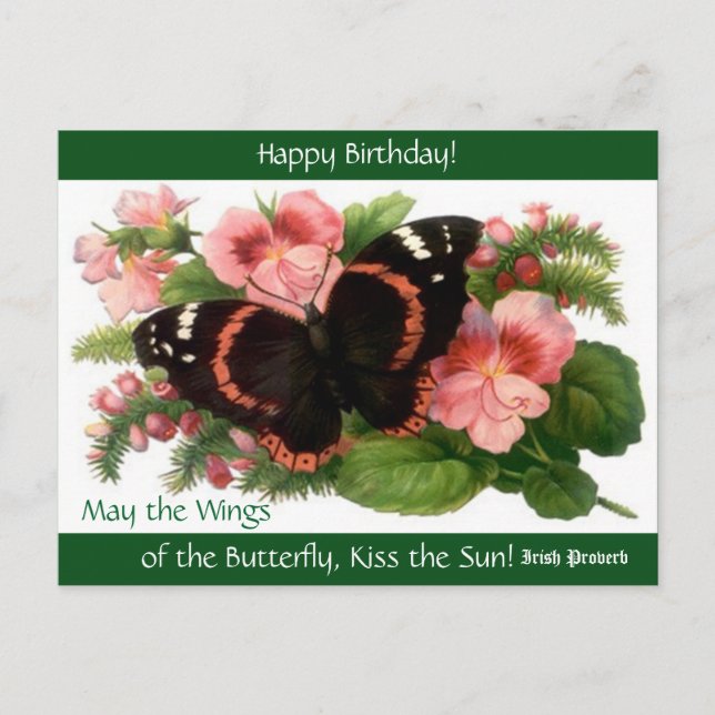 Postale Irish Proverb Happy Birthday Butterfly PC carte po (Devant)