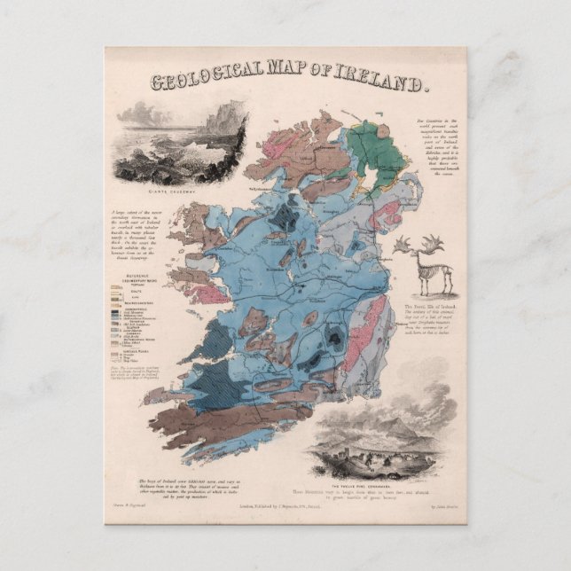 Postale Irlande vintage Carte de l'histoire irlandaise (Devant)