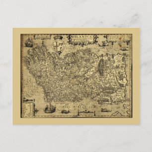 Postale Irlandiæ Irlande Carte de Baptista Boazio vers 160