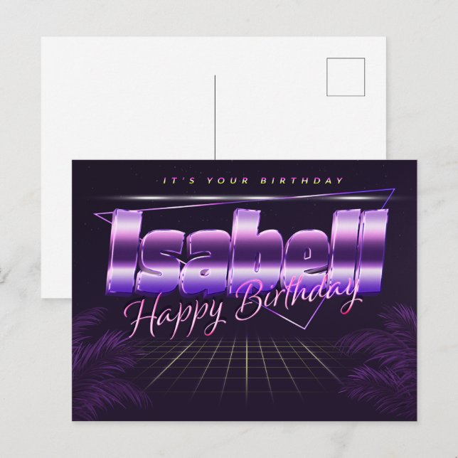 Postale Isabell Nom Prénom Date d'anniversaire de la carte (Devant / Derrière)