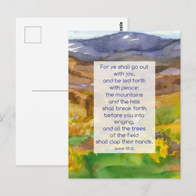 Postale Isaiah Écriture Carte de prière Montagnes Paysage (Devant / Derrière)