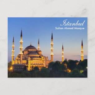 Postale Istanbul - Mosquée Sultan Ahmed la nuit carte post