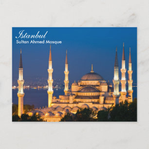 Postale Istanbul - Mosquée Sultan Ahmed la nuit carte post