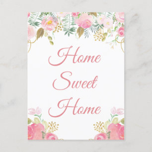 Postale J'ai déménagé à la maison Sweet Home Floral Carte 