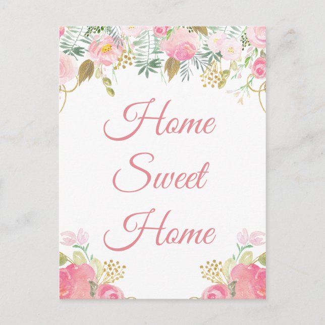 Postale J'ai déménagé à la maison Sweet Home Floral Carte  (Devant)