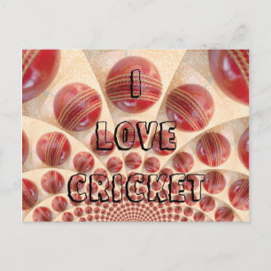 Postale J'aime le cricket Produit personnalisé carte posta