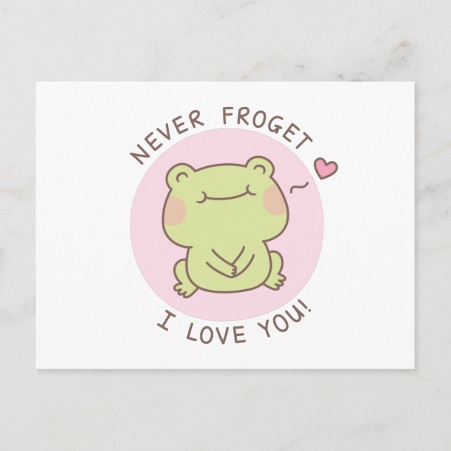 Postale Jamais Frogret Je T'Aime Cute Frog Pun Carte Posta (Devant)