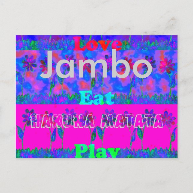 Postale Jambo Hakuna Matata Amour Manger Jouer Carte Posta (Devant)