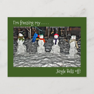 Postale Je gèle ma sonnerie de cloches hors neige carte de