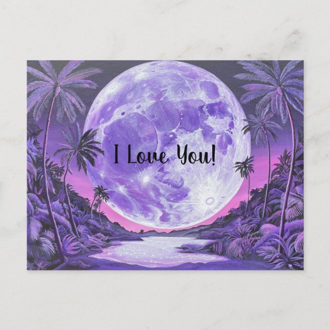 Postale Je t'aime - Carte de la Saint-Valentin de la Lune (Devant)