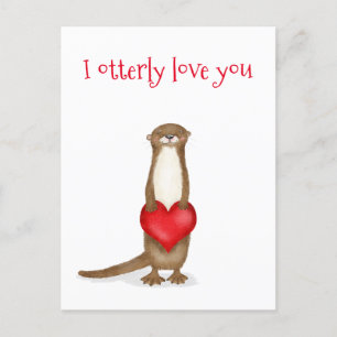 Postale Je t'aime vraiment mignon loutre avec carte postal