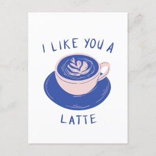 Postale Je vous aime une carte de café en latte