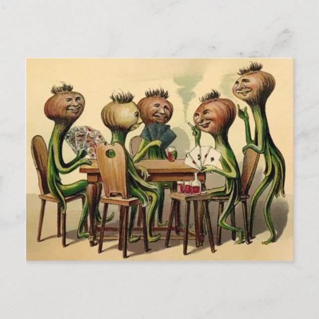 Postale Jeu de carte d'oignon victorien vintage (Devant)