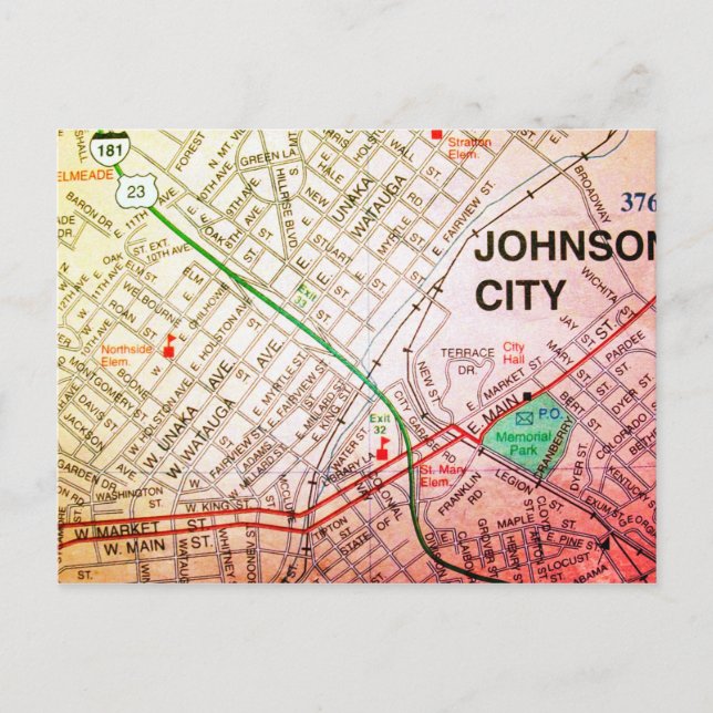 Postale Johnson City, TN Carte Vintage (Devant)