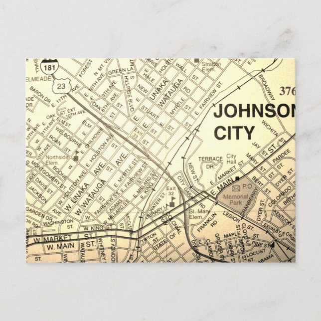 Postale Johnson City, TN Carte Vintage (Devant)
