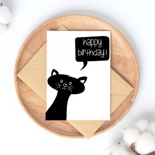 Postale Joli Chat Noir - Carte d'anniversaire