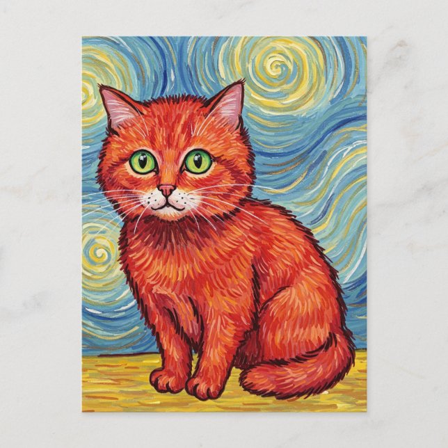 Postale Joli chat roux dans le style de Van Gogh Carte pos (Devant)