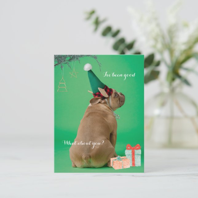 Postale Jolie Boxer Chien Noël J'ai été bonne carte postal (Debout devant)